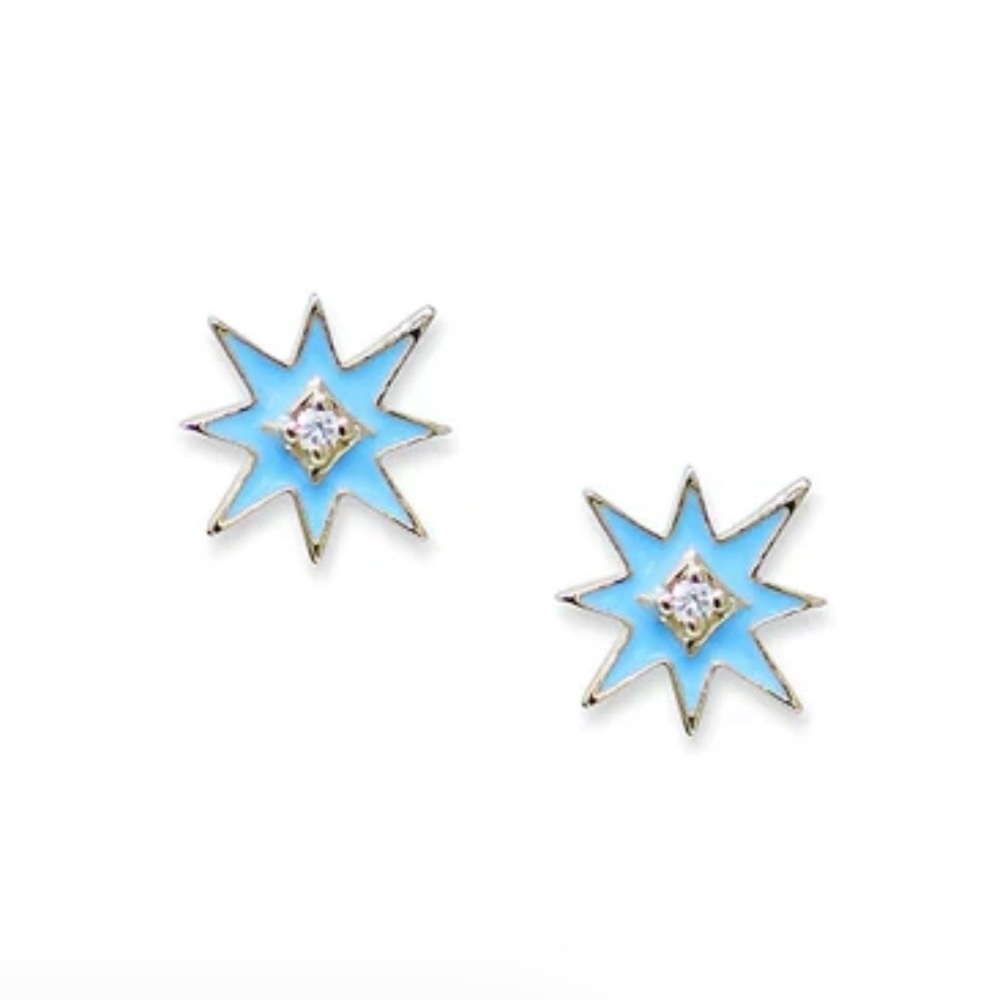 Jac+Jo Icon 14K Gold Enamel Starburst Stud Earring